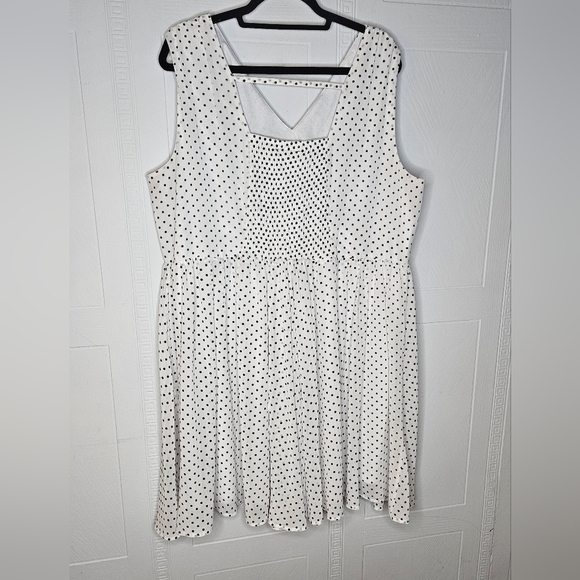 Lane Bryant White Polka Dot Dress  Knee Length Sleeveless V Neck Empire Waist 20 - Picture 2 of 15